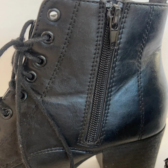 Soda Y2k Combat Lace Up Zip Block Heel Ankle Boots size 6 1/2 - Picture 4 of 16